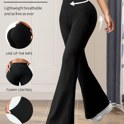 Women's High-Waist Slim Flared Wide-Leg Pants