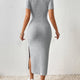 Women's Knit Square Collar Side-Slit Mini Dress