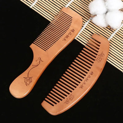 Natural Peach Wood Anti-Static Scalp Massage Hair Comb