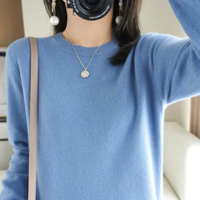 Women's Korean Knit O-Neck Pullover Sweater