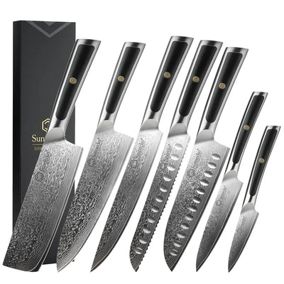 Sunnecko Damascus Chef's Knife Set VG10 High Carbon Steel