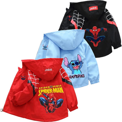Kids' Cartoon Superhero Hooded Sports Jacket