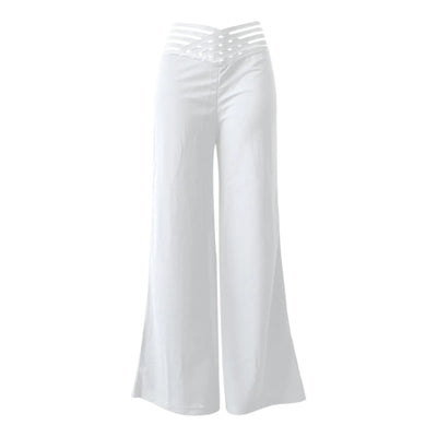 Women's High-Waist Wide Leg Mesh Flared Trousers