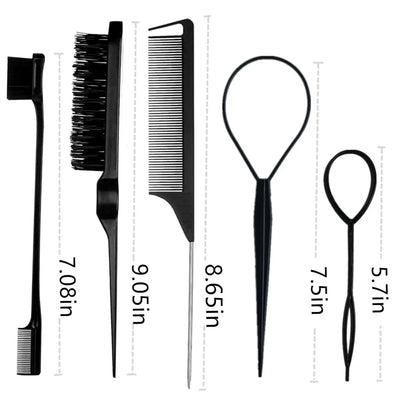 6-Piece Hair Styling Comb Set with Spray Bottle Pink