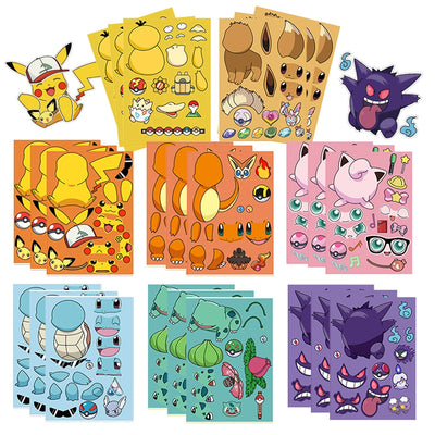Pokemon Pikachu DIY Puzzle Face Stickers 8-16 Sheets
