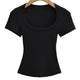 Women's Square Collar Slim-Fit Stretch Crop Top