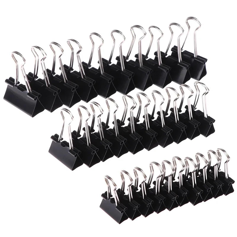 Black Metal Binder Clips 10-Pack Multi-Size