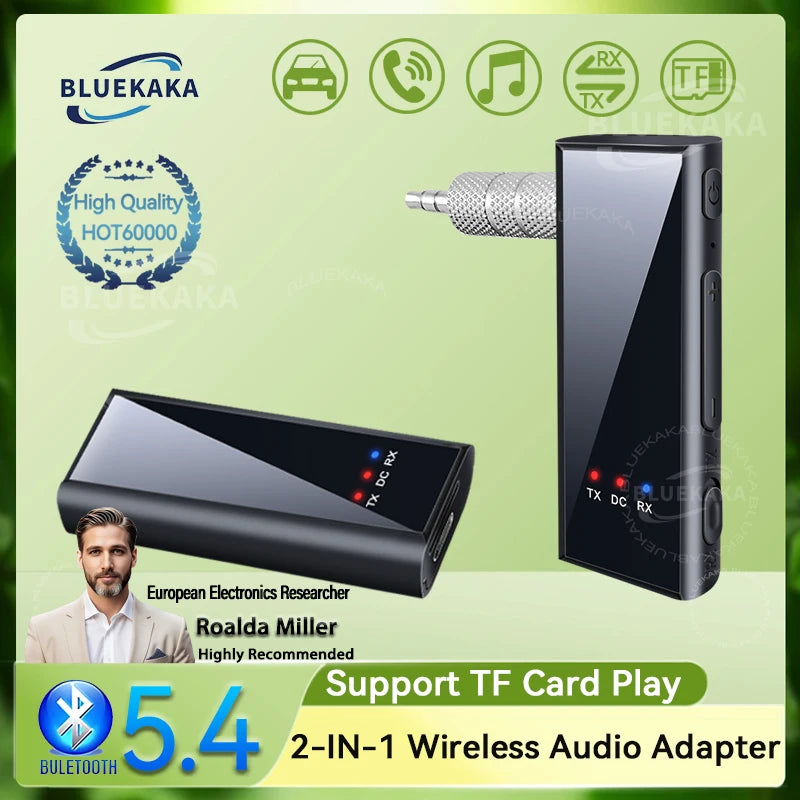 Bluetooth 5.4 Audio Transmitter Receiver AUX TF Card