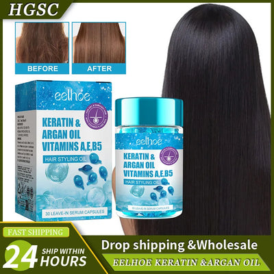 Magic Keratin Hair Vitamin Capsule Oil for Smooth Shiny Hair