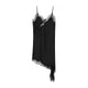 Women's Lace Trim Backless Satin Slip Dress