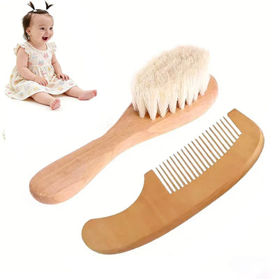 Baby Beech Wood Soft Wool Hair Brush and Scalp Massager