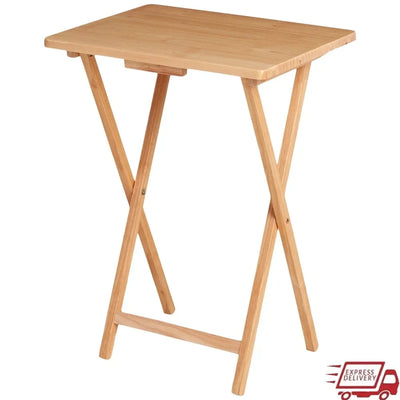 Folding TV Tray Table Solid Rubberwood No Assembly
